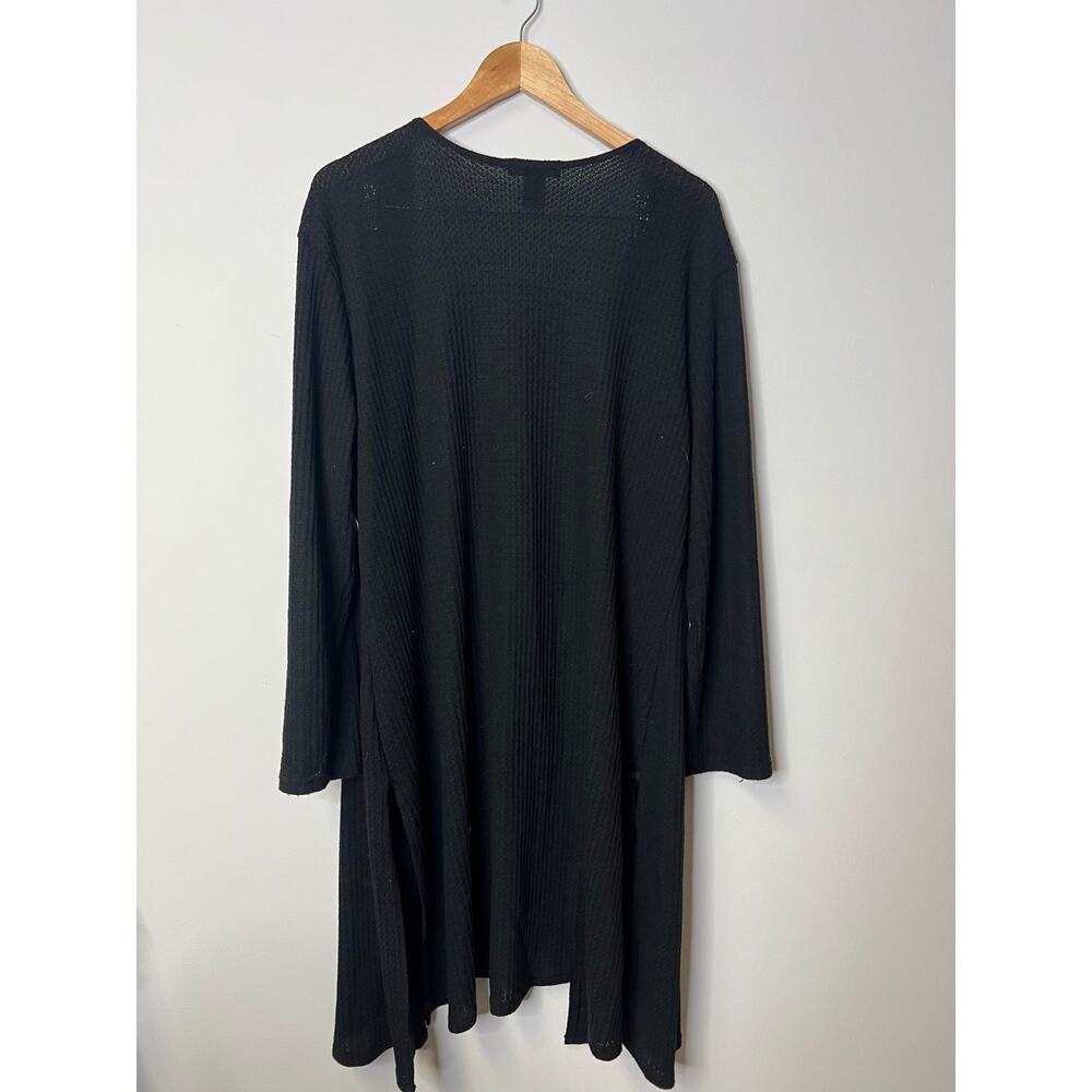 LOVE RYAN Los Angeles Black Waffle Knit Open Front Duster Cardigan - Size 2X - Picture 4 of 5